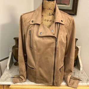 Gorgeous Faux Leather Jacket by Kut From The Kloth Tan And Gold!! XL!!